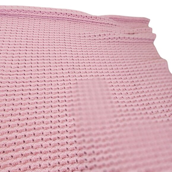Handmade Light Pink Cable Knit Crochet Baby Blanket Throw Wrap 35"x34" Square - Picture 5 of 9